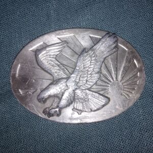 Vintage 1988 Siskiyou P40 Flying Eagle and Sun Pewter Belt Buckle EUC